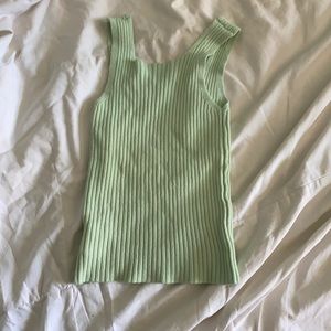 brandy melville green knit square tank